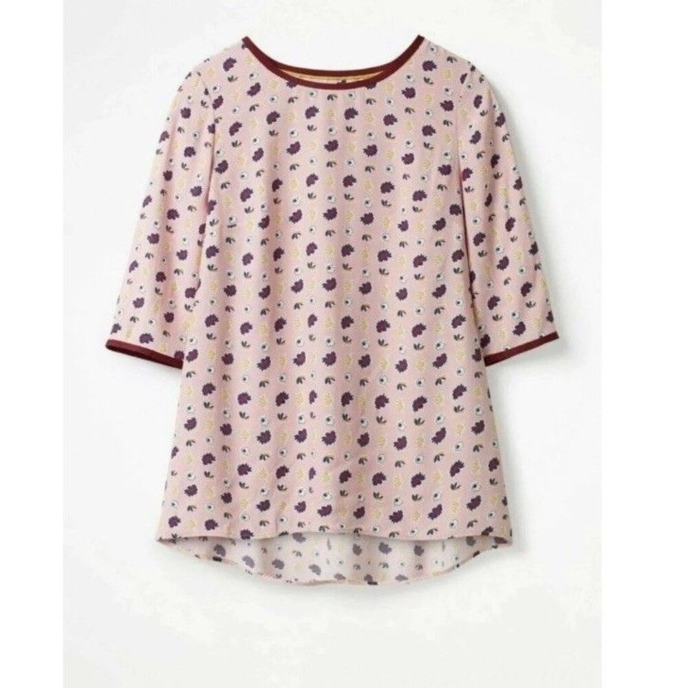 BODEN Hi-Lo Hem Blouse Milkshake Pink Floral Sz US 16 UK 20 Work Career Office